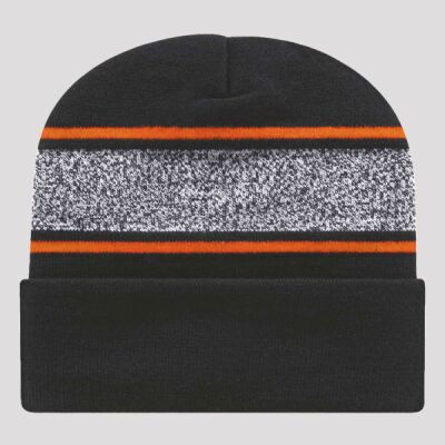 USA-Made Variegated Striped Cuffed Beanie Thumbnail