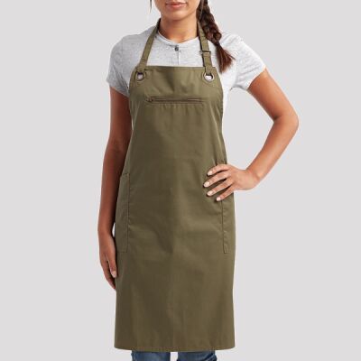 Unisex ‘Barley’ Contrast Stitch Recycled Bib Apron Thumbnail