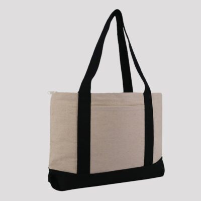 Large Zippered Cotton Canvas Tote Thumbnail