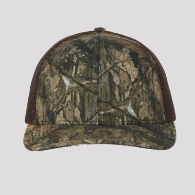 Structured Camo Trucker With Solid Mesh Back Hat Thumbnail