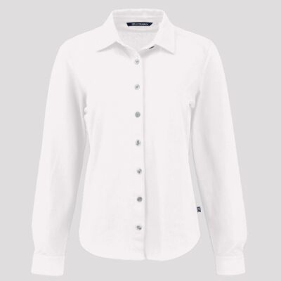 Cutter & Buck Advantage Tri-Blend Eco Soft Pique Long Sleeve Knitted Womens Button Down Thumbnail