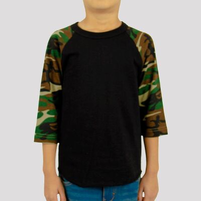 Youth Three-Quarter Sleeve Camo Raglan T-Shirt Thumbnail