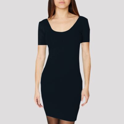 rsa8340 Cotton Spandex Jersey Double-U Neck Mini Dress Thumbnail
