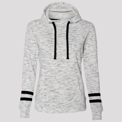 Women’s Mélange Fleece Striped-Sleeve Hooded Sweatshirt Thumbnail