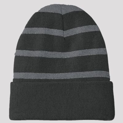 Striped Beanie with Solid Band Thumbnail