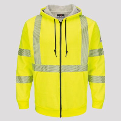 Men's Hi-Visibility Zip-Front Hooded Fleece Sweatshirt with Waffle Lining Thumbnail