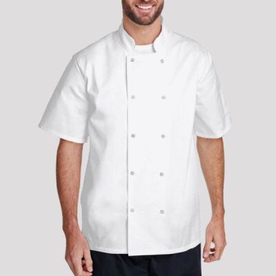 Unisex Studded Front Short-Sleeve Chef's Jacket Thumbnail