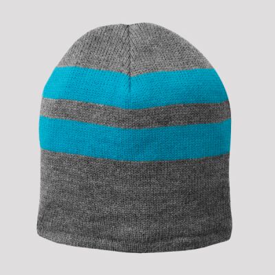 Fleece Lined Striped Beanie Cap Thumbnail
