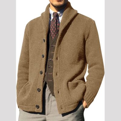 Runcati Mens Shawl Collar Cardigan Sweaters Button Down Thumbnail