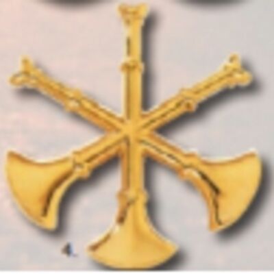 1 3/4" Epaulette Pin - 3 Cross Bugle Gold Clutch Back  Thumbnail