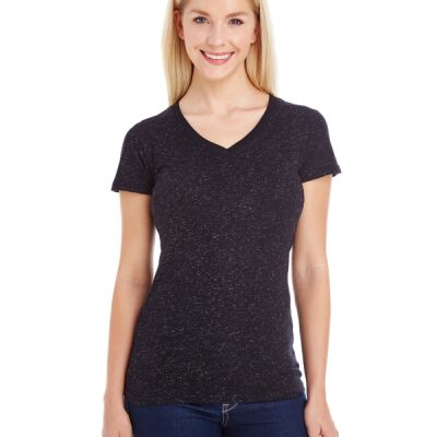 J America Ladies' Glitter V-Neck T-Shirt Thumbnail