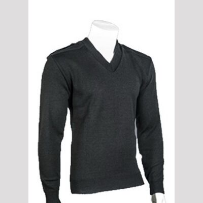 Cobmex V-neck, military sweater with Velcro epaulets Thumbnail