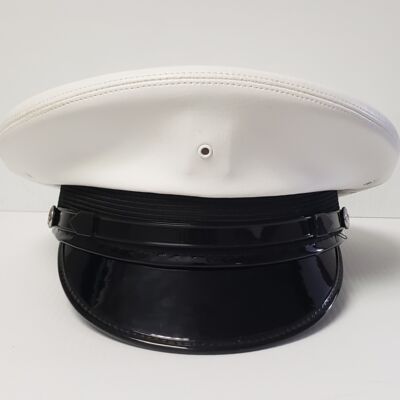 BaylyWhiteLeatheretteMilitaryAirCap Thumbnail