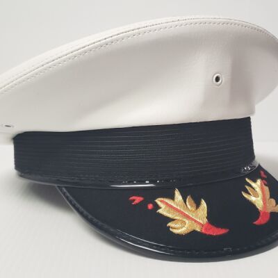 2FlamesWhiteLeatheretteMilitaryAirCap Thumbnail