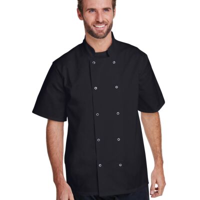 Artisan Collection by Reprime Unisex Studded Front Short-Sleeve Chef's Coat  Thumbnail